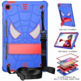 Voor Samsung Galaxy Tab S6 Lite P610 Spider Texture Silicone Hybrid PC Tablet Case met schouderriem (blauw + rood)