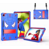 Voor Samsung Galaxy Tab S6 Lite P610 Spider Texture Silicone Hybrid PC Tablet Case met schouderriem (blauw + rood)