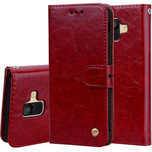 Business stijl olie Wax textuur horizontale Flip lederen case voor Galaxy A6 (2018)  met houder & kaartsleuven & portemonnee (rood)