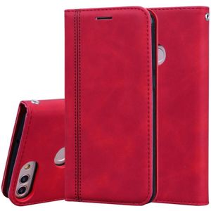 Voor Huawei P Smart / Enjoy 7S Frosted Business Magnetic Horizontal Flip PU Leather Case met Holder & Card Slot & Lanyard(Red)