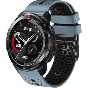 For Honor Watch GS Pro 22 mm geperforeerde tweekleurige siliconen horlogeband (blauw + grijs)