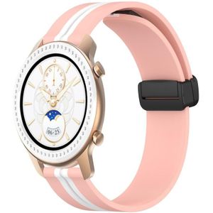 Voor Amazfit GTR 42 mm 20 mm opvouwbare magnetische sluiting siliconen horlogeband (roze + wit)