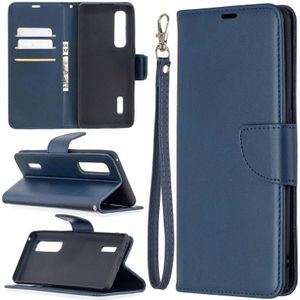 Voor OPPO Find X2 Pro Retro Lambskin Texture Pure Color Horizontale Flip PU Lederen Kast  met Holder & Card Slots & Wallet & Lanyard(Blauw)