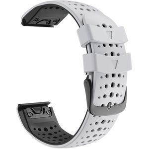 Voor Garmin Fenix 6 tweekleurige siliconen ronde gat quick release vervanging riem watchband (wit zwart)
