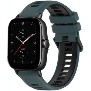 Voor Amazfit GTS 2E 20 mm sport tweekleurige siliconen horlogeband (olijfgroen + zwart)