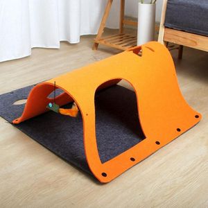 DIY Combinatie Vilt Cat Tunnel Kattenbak  Specificatie: 52x70cm(Oranje)