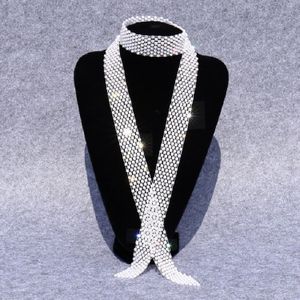 Witte diamant op witte vrouwen lovertjes Rhinestone Bow tie Dance Costume accessoires