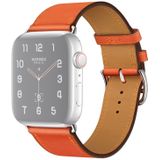 Voor Apple Watch Series 5 & 4 44mm / 3 & 2 & 1 42mm vervangend lederen bandhorlogeband(oranje)