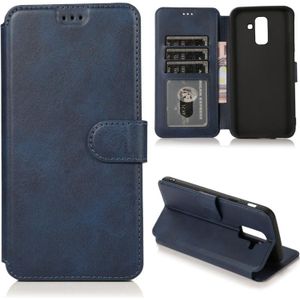 Voor Samsung Galaxy A6 Plus / A9 Star Lite Kalftextuur Magnetische gesp horizontale flip lederen kast met Holder & Card Slots & Wallet & Photo Frame(Blauw)