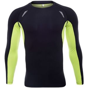 SIGETU Men Elastic Workout Sportwear met lange mouwen (kleur:Zwart groen formaat:XXXL)