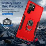 Voor Samsung Galaxy S22 Ultra 5G Pioneer Armor Heavy Duty PC + TPU Houder Phone Case (rood + zwart)