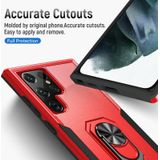 Voor Samsung Galaxy S22 Ultra 5G Pioneer Armor Heavy Duty PC + TPU Houder Phone Case (rood + zwart)