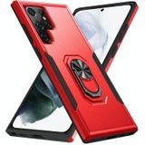 Voor Samsung Galaxy S22 Ultra 5G Pioneer Armor Heavy Duty PC + TPU Houder Phone Case (rood + zwart)