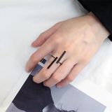 Creatieve eenvoudige geometrie opening vinger ringen persoonlijkheid sieraden (zwart)
