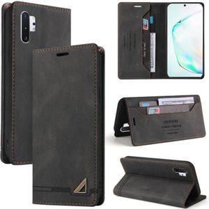 For Samsung Galaxy Note10+ Skin Feel Anti-theft Brush Horizontal Flip Leather Case with Holder & Card Slots & Wallet(Black)
