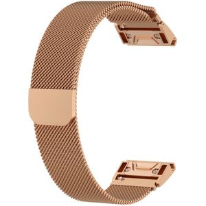 Voor Garmin Fenix 6 Milanese Strap Watchband(Rose Gold)