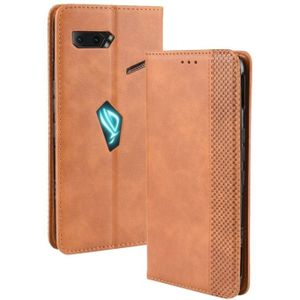 Magnetische gesp retro Crazy Horse textuur horizontale Flip lederen case voor ASUS ROG Phone II ZS660KL  met houder & kaartsleuven & fotolijstjes (bruin)