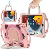 Leuke Cat King Kids Schokbestendige EVA beschermhoes met houder & schouderriem & handvat voor iPad 10.2 2019/2020 / 2021 / PRO 10.5 (PINK)