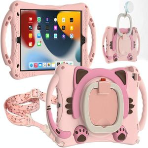 Leuke Cat King Kids Schokbestendige EVA beschermhoes met houder & schouderriem & handvat voor iPad 10.2 2019/2020 / 2021 / PRO 10.5 (PINK)