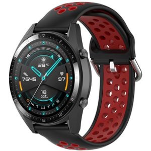 Voor Huawei Watch GT 46mm / 42mm 22mm Clasp Two Color Sport Polsband Watchband (Rood + Zwart)