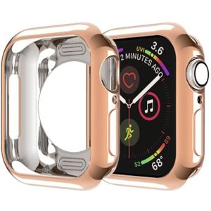 Voor Apple Watch Series 3 & 2 & 1 38mm Plating TPU Round Hole Hollowing Beschermhoes (Rose Gold)