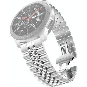 22mm Voor Samsung Galaxy Watch 3 45mm Vijf kralen Stalen Vervangende Band Watchband (Zilver)