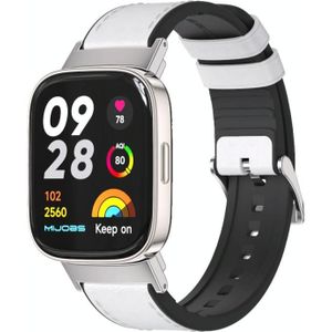 Voor Redmi Watch 3 Mijobs TPU lederen horlogeband (wit zilver)