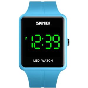 SKMEI 1541 Fashion Led Watch Square Couple Model Waterproof Electronic Watch Silicone Watch (Blauw)