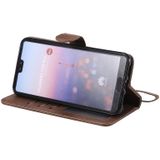 Voor Huawei P20 Pro Solid Color Horizontal Flip Protective Case met Holder & Card Slots & Wallet & Photo Frame & Lanyard(Brown)