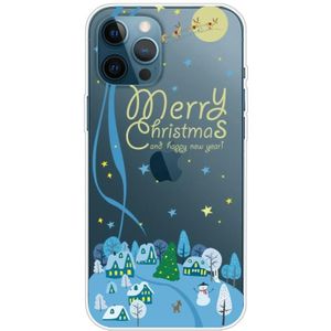 Trendy Cute Christmas Patterned Case Clear TPU Cover Telefoonhoesjes voor iPhone 12 / 12 Por (Ice and Snow World)