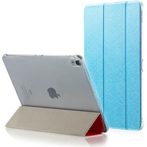 Zijde textuur horizontale Flip magnetische PU lederen case voor iPad Pro 12 9 inch (2018)  met drie-opvouwbare houder & slaap/Wake-up functie (blauw)