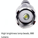 Telescopische zoom sterk licht zaklamp sterke magnetische oplaadbare LED zaklamp  kleur: zilveren kop (geen batterij  geen lader)