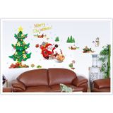 Kerstboom slee Santa Claus venster glazen deur verwisselbare kerst muur sticker Decoretion