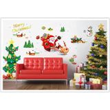 Kerstboom slee Santa Claus venster glazen deur verwisselbare kerst muur sticker Decoretion