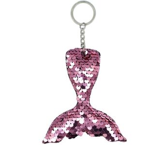 10 stks Reflecterende zeemeermin sleutelhanger Pailletten Mermaid Tail Accessoires Auto Bagage Hanger (Pink 3)