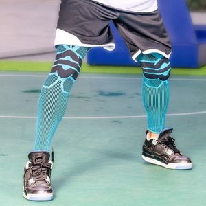 Een paar sport kniebeschermers lange warme compressie leggings basketbal voetbal bergbeklimmen running meniscus patella beschermer  specificatie: M (hemelsblauw)
