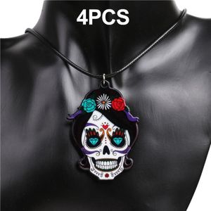 4 PCS Halloween Skull ketting Acryl Personaliseerde hanger sieraden (Women Ghost)