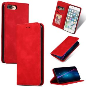 Retro huid voelen Business magnetische horizontale Flip lederen case voor iPhone 8 plus/7 Plus (rood)