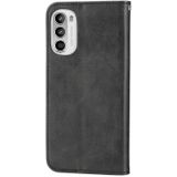 Voor Motorola Moto G52 4G / G82 5G / G71S Cubic Grid Kalf Textuur Magnetische Sluiting Lederen Telefoon Case (Zwart)