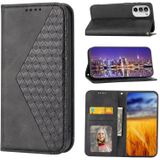 Voor Motorola Moto G52 4G / G82 5G / G71S Cubic Grid Kalf Textuur Magnetische Sluiting Lederen Telefoon Case (Zwart)