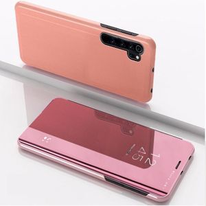 Voor Xiaomi Note 10 Pro plated mirror horizontale Flip lederen cover met stand mobiele telefoon holster (Rose goud)
