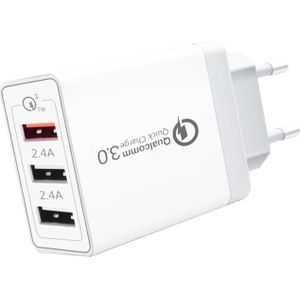 SDC-30W 30W QC 3.0 USB + 2 4A Dual USB 2.0-poorten mobiele telefoon tablet pc universele snellader  EU-stekker