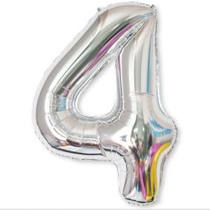 2 stuks 40 inch aluminium folie nummer ballonnen verjaardag bruiloft verlovingsfeest decor Kids bal Supplies (4-zilver)