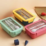 Student Sealed Multi-division Lunch Box Wheat Straw Bento Box Magnetron Plastic Fresh-keeping Box (Matcha Green)