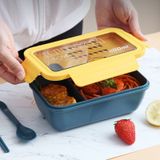 Student Sealed Multi-division Lunch Box Wheat Straw Bento Box Magnetron Plastic Fresh-keeping Box (Matcha Green)