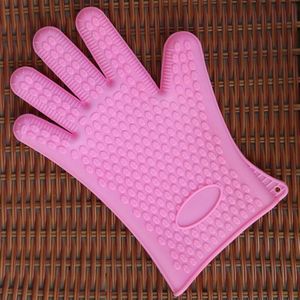 2 stks siliconen isolatie bakken oven magnetron schotel clip handschoenen  kleur: roze