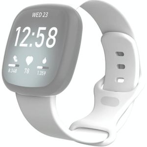 Voor Fitbit Versa 3 / Sense Siliconen Replacement Strap Watchband(Wit)