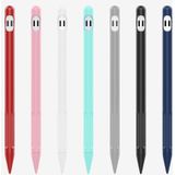 2 sets 4 in 1 stylus siliconen beschermhoes + anti-verloren touw + dubbele pen nip cover set voor Apple Pencil 1 (midnight blue)