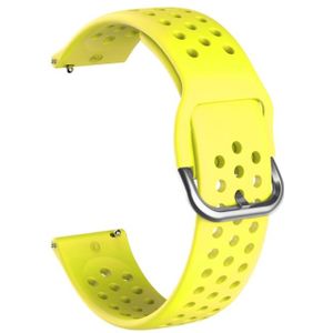 20mm voor Huami Amazfit GTS / Samsung Galaxy Watch Active 2 / Huawei Watch GT2 42MM Ademende poreuze band met binnengesp(Geel)