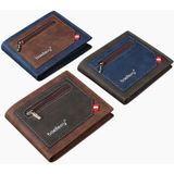 Baellerry Synthetisch Leer Mannen Korte Portemonnee Grote Capaciteit Multi-Card Slot Rits Portemonnee(Blauw)